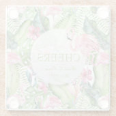 Dessous-de-verre En Verre Aloha Flamant rose Plage tropicale Mariage (Dos)