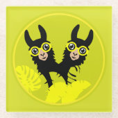 Dessous-de-verre En Verre Alpaca llama Twins (Devant)