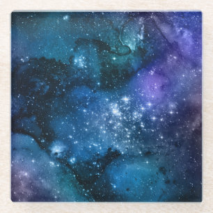 Dessous-de-verre En Verre Amateurs de galaxie Starry Space Blue Sky White Sp