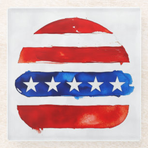 Dessous-de-verre En Verre America Burger (Peinture Blanche No. 4)