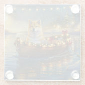 Dessous-de-verre En Verre American Akita Christmas Festive Voyage (Dos)