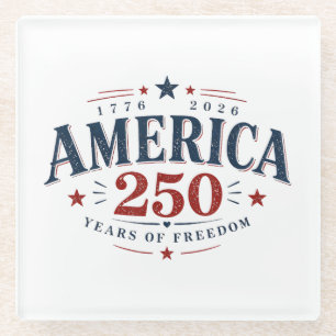 Dessous-de-verre En Verre Amérique États-Unis 250e, 250 Ans de Liberté