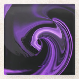 Dessous-de-verre En Verre Améthyste Purple Coeur Abstrait 