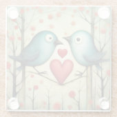 Dessous-de-verre En Verre Amour des oiseaux 3 (Dos)