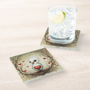 Dessous-de-verre En Verre Amour des oiseaux 4