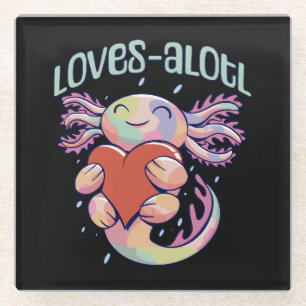Dessous-de-verre En Verre Amours romantiques - axolotl heureux