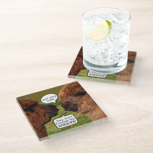 Dessous-de-verre En Verre Amusant Alpaca Alpacalypse schéma (Incliné)