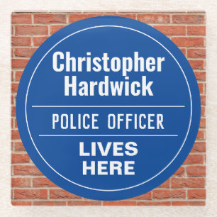Dessous-de-verre En Verre Amusant policier Mur Plaque Style Dessous de verre