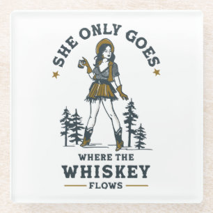 Dessous-de-verre En Verre Amusante cowgirl occidentale vintage amatrice de w