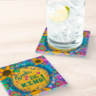 Dessous-de-verre En Verre Amusement tendance gentillesse unique Floral Dude