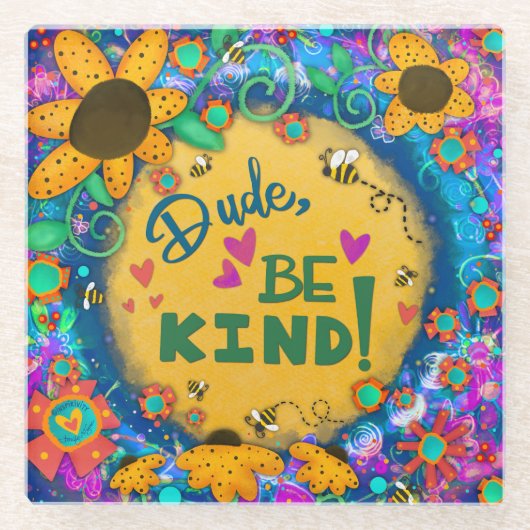 Dessous-de-verre En Verre Amusement tendance gentillesse unique Floral Dude (Devant)