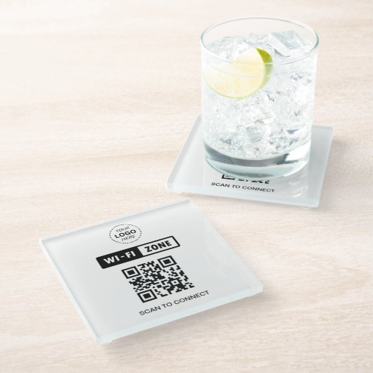Dessous-de-verre En Verre Analyser le logo professionnel QR Code Wifi pour s (Incliné)