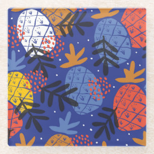Dessous-de-verre En Verre Ananas Abstrait Feuille Vintage Motif
