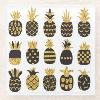 Dessous-de-verre En Verre Ananas noirs : Ensemble texturé unique