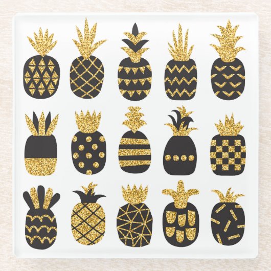Dessous-de-verre En Verre Ananas noirs : Ensemble texturé unique (Devant)
