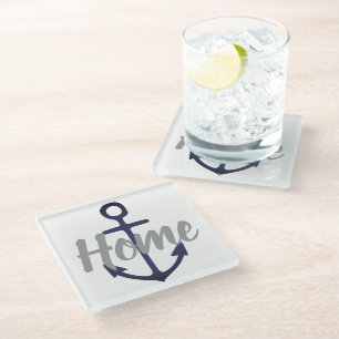 Dessous-de-verre En Verre Ancre nautique amusante ACCUEIL  