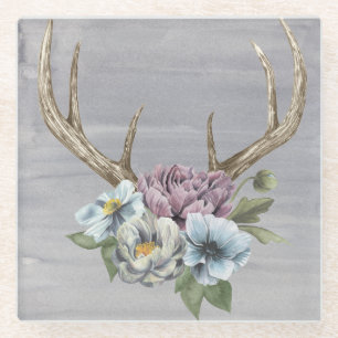 Dessous-de-verre En Verre Andouillers floraux de cerfs communs