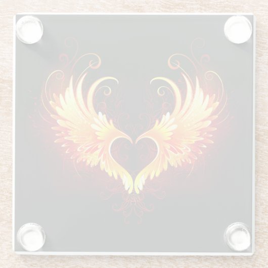 Dessous-de-verre En Verre Angel Fire Heart with Wings (Dos)