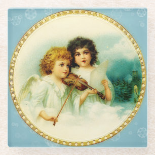 Dessous-de-verre En Verre Anges de Noël Vintage