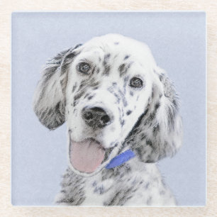 Dessous-de-verre En Verre Anglais Setter Blue Belton Peinture Chien Art