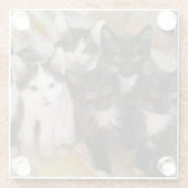 Dessous-de-verre En Verre Animaux de bébés cutest | Chatons noirs et blancs (Dos)