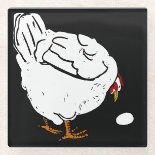 Dessous-de-verre En Verre Animaux de la ferme de bois victorienne Poulets
