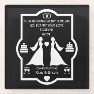 Dessous-de-verre En Verre Anniversaire Mariage des filles gays