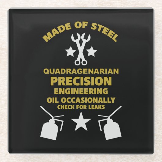 Dessous-de-verre En Verre Anniversaire quadragénaire (Devant)