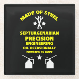 Dessous-de-verre En Verre Anniversaire Septuagénaire