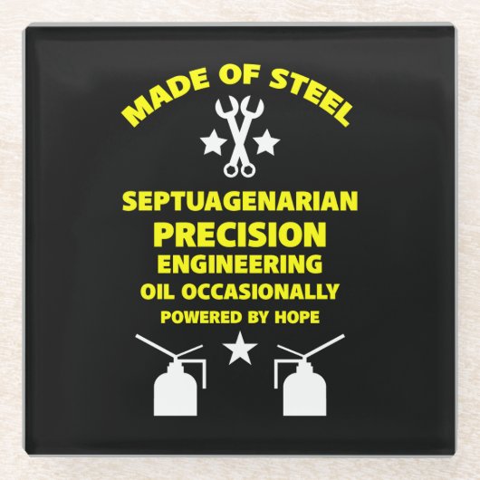 Dessous-de-verre En Verre Anniversaire Septuagénaire (Devant)