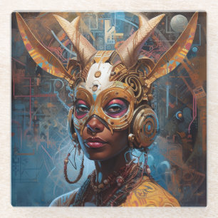 Dessous-de-verre En Verre Antelope Headdress Science Fiction Cyberpunk