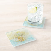Dessous-de-verre En Verre Aqua Yellow Pineappy Gold Dream Glitz (Incliné)