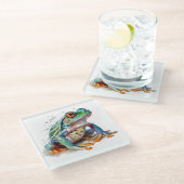 Dessous-de-verre En Verre Aquarelle à bijoux grenouille (Incliné)
