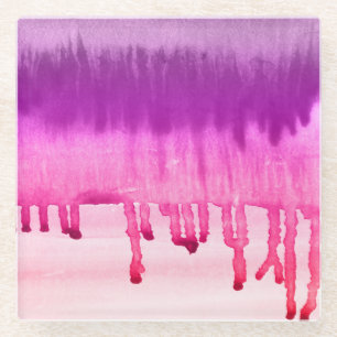 Dessous-de-verre En Verre Aquarelle Abstraite colorée Design rose magenta