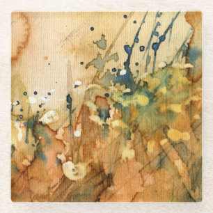 Dessous-de-verre En Verre Aquarelle abstraite et vieil arrière - plan