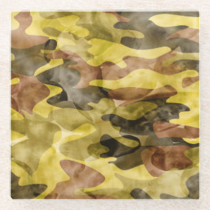 Dessous-de-verre En Verre Aquarelle Abstraite : Teinture de camouflage