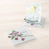 Dessous-de-verre En Verre Aquarelle Apple Blossom Botanique (Incliné)