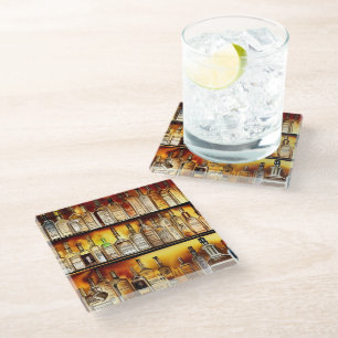 Dessous-de-verre En Verre Aquarelle artistique de la barre arrière