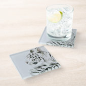 Dessous-de-verre En Verre Aquarelle blanche de tigre (Incliné)