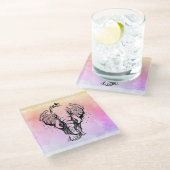 Dessous-de-verre En Verre Aquarelle Boho Forest Elephant (Incliné)