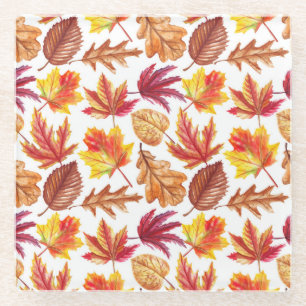 Dessous-de-verre En Verre Aquarelle botanique d'automne, composition transpa