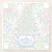 Dessous-de-verre En Verre Aquarelle Chinoiserie Arbre de Noël (Dos)