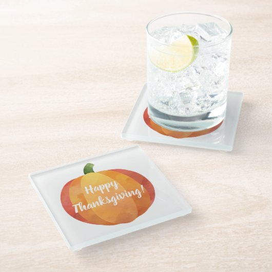 Dessous-de-verre En Verre Aquarelle Citrouille bon thanksgiving (Incliné)