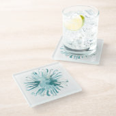 Dessous-de-verre En Verre Aquarelle Corail - Bleu 2 (Incliné)