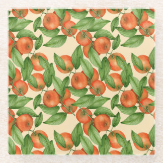 Dessous-de-verre En Verre Aquarelle de mandarine, motif de fruits sans soudu