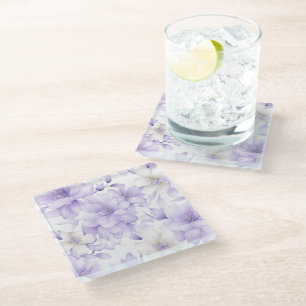 Dessous-de-verre En Verre Aquarelle délicate Fleurs violettes