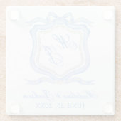 Dessous-de-verre En Verre Aquarelle Designer Blue Monogram Crest Mariage (Dos)