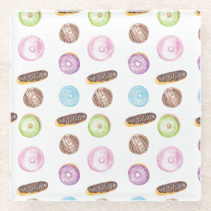 Dessous-de-verre En Verre Aquarelle Eclair Donuts Fun Whimiscal Sweet