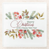 Dessous-de-verre En Verre Aquarelle élégante de Noël (Devant)