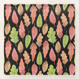 Dessous-de-verre En Verre Aquarelle feuilles d'automne : motif transparent